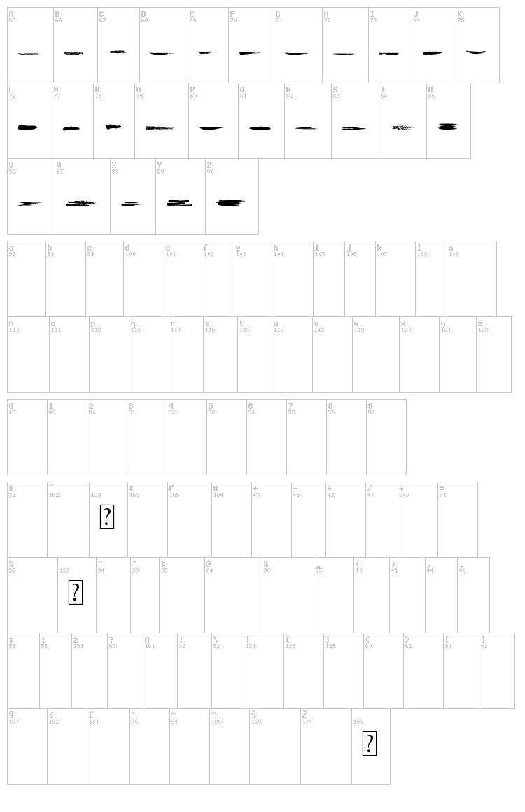 Grunge Strokes 01 font map